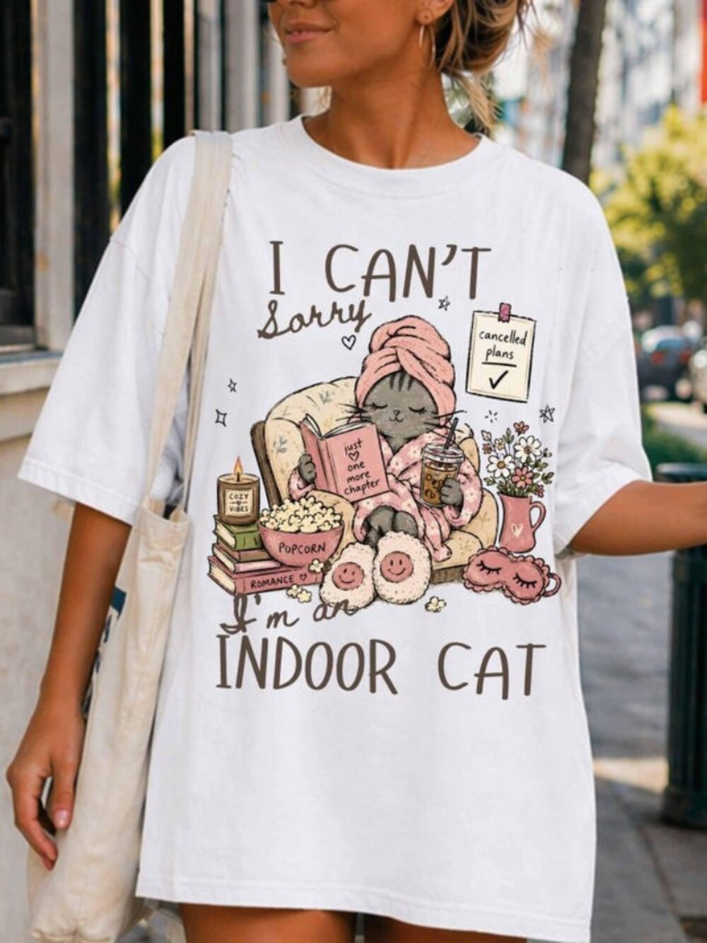 Indoor Cat Shirt, Funny Cat Lover Tee, Cat Books Coffee Lover Soft Girl